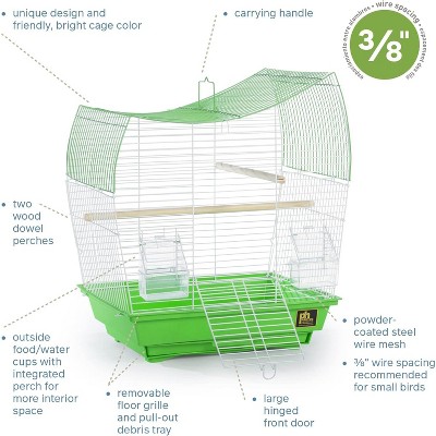 Lime Green Wave Top Bird Cage with Plastic Base