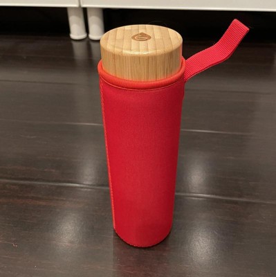GROSCHE VENICE Eco-Friendly Glass Water Bottle with Bamboo lid and  Protective Sleeve, 22.6 fl oz Capacity, Water Color