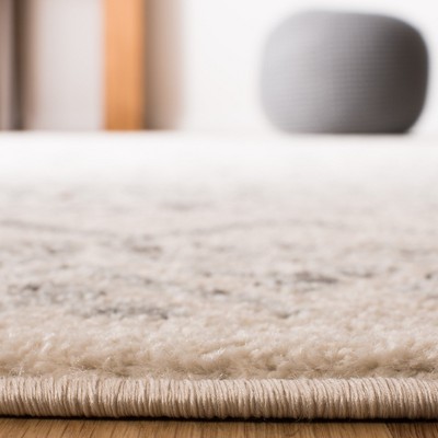 Ivory and Grey Square Synthetic Boho Area Rug, 8'x8'