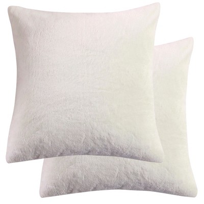 Plaid Fur Cream Euro Shams - Set of 2 - Levtex Home