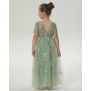 2Bunnies Girls 3-10Y Floral Garden Embroidered Tulle Lace Girl Dress Short Sleeve Maxi - 4 of 4