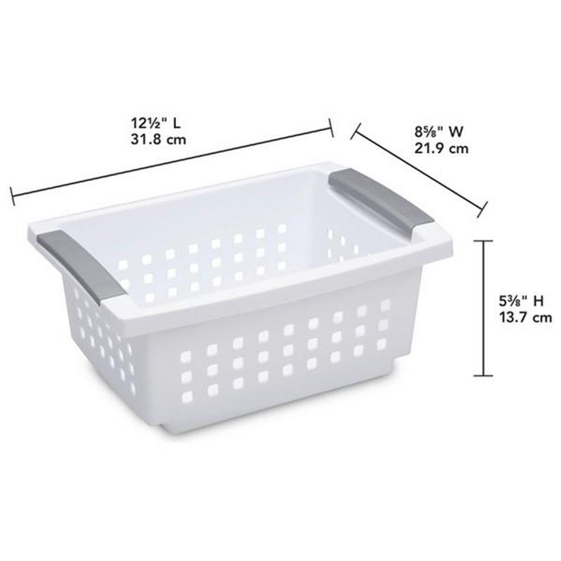 Sterilite Small Plastic Stacking Storage Basket Container Totes w/ Comfort Grip Handles and Flip Down Rails for Household Organization, 3 of 7