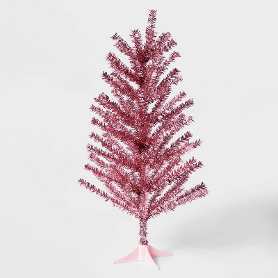 2ft Unlit Shiny Pink Tinsel Artificial Christmas Tree - Wondershop™