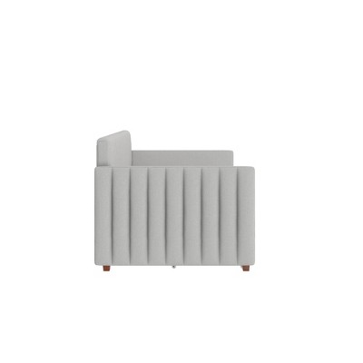 Twin Gray Linen Upholstered Daybed with Storage Drawers