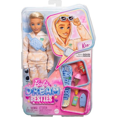 Barbie Dream Besties Ken 11 Fashion Doll with 9 Summer and Skateboard Themed Accessories
