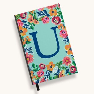 Personalization Mall Flowery Initial Journal, Blue Aqua - 1 of 4