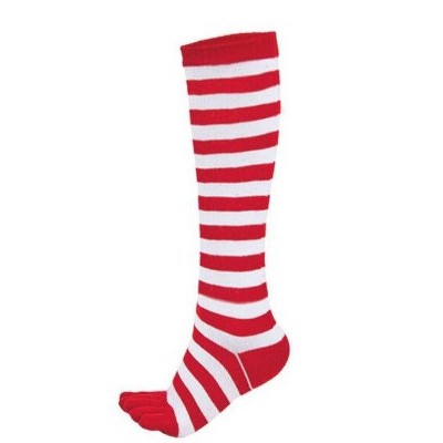 Striped Pattern Knee High (Toe Socks) from the Sock Panda (Women's Sizes Adult Medium) - Red and White Stripe