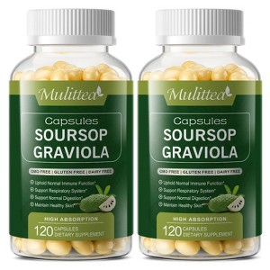 Mulittea Soursop Graviola Capsules 1000mg Leaf & Fruit Extract | High Potency - 1 of 4