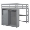 Okak Full Size Wood Bunk Bed with Built-in Wardrobe, Storage Shelves, Loft Bunk Bed with Desk & Drawers for Teens, Easy Assemble, Gray - 3 of 4