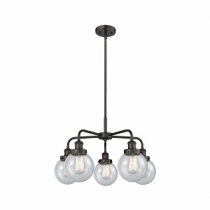 Beacon - 5 Light Stem Hung Chandelier In Art Deco Style-15.13 Inches Tall and 24 Inches Wide - 1 of 1