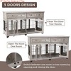 58 Inch Large Dog Crate Furniture - 2-Room Wooden Dog Kennel w/ Openable Divider, Crate TV Stand End Table w/Storage Drawers - 4 of 4