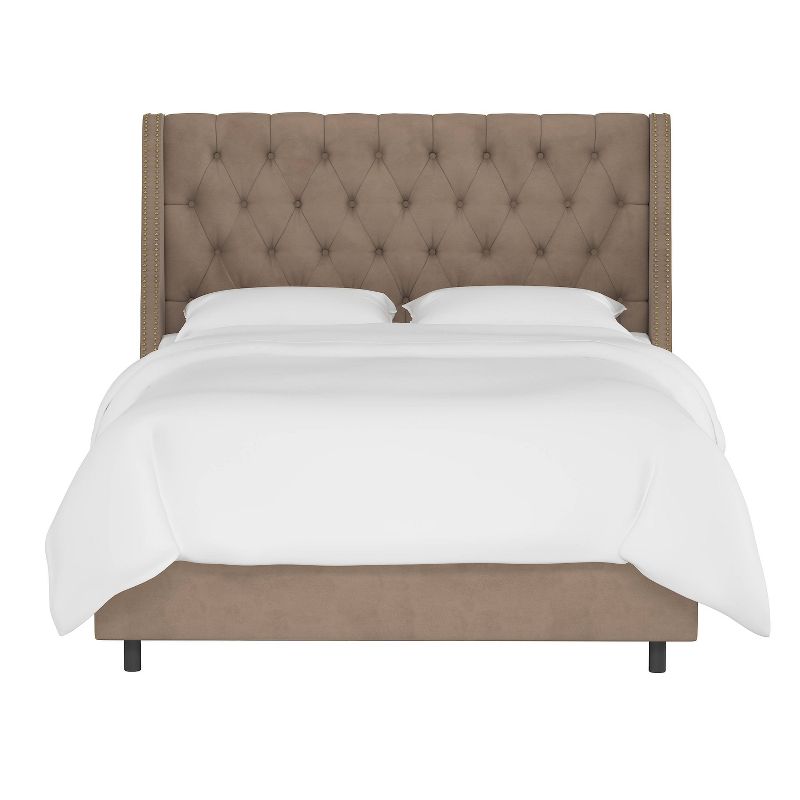 Skyline Furniture Arlette Nail Button Tufted Wingback Bed in Velvet, 1 of 11