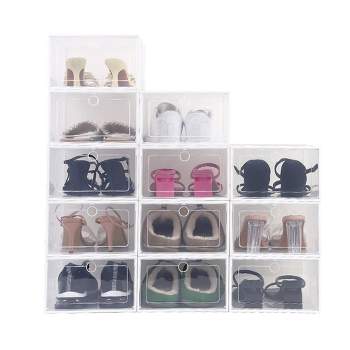12 Pack Shoe Storage Box,Clear Shoe Boxes Stackable Shoe Organizer For Closet Shoe Containers Shoe Box Storage Containers Plastic Shoe Boxes With Lids