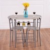 Costway 3 Piece Dining Set Table 2 Chairs Bistro Pub Home Kitchen Breakfast Furniture Grey - 4 of 4
