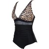 Women One Piece Swimsuits Mesh Tummy Control Swimsuit Push Up High Waisted Swimdress Bathing Suit - 3 of 4