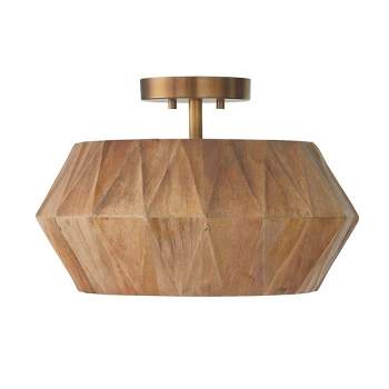 Capital Lighting Nadeau 1 - Light Semi-Flush Mount in  Light Wood/Patinaed Brass