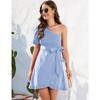 YESFASHION Women Tunic Dress Fashion 2025 One Shoulder Ruched Bodycon Dresses Short Sleeve Sexy Cocktail Party Mini Dress - 4 of 4