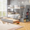 Infans Twin over Twin Wooden Bunk Bed w/ Trundle Storage Stairs Convertible Gray - 3 of 4