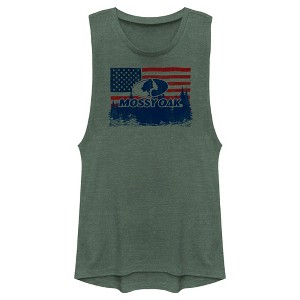Junior's Mossy Oak American Flag Landscape Logo Festival Muscle Tee - 1 of 4