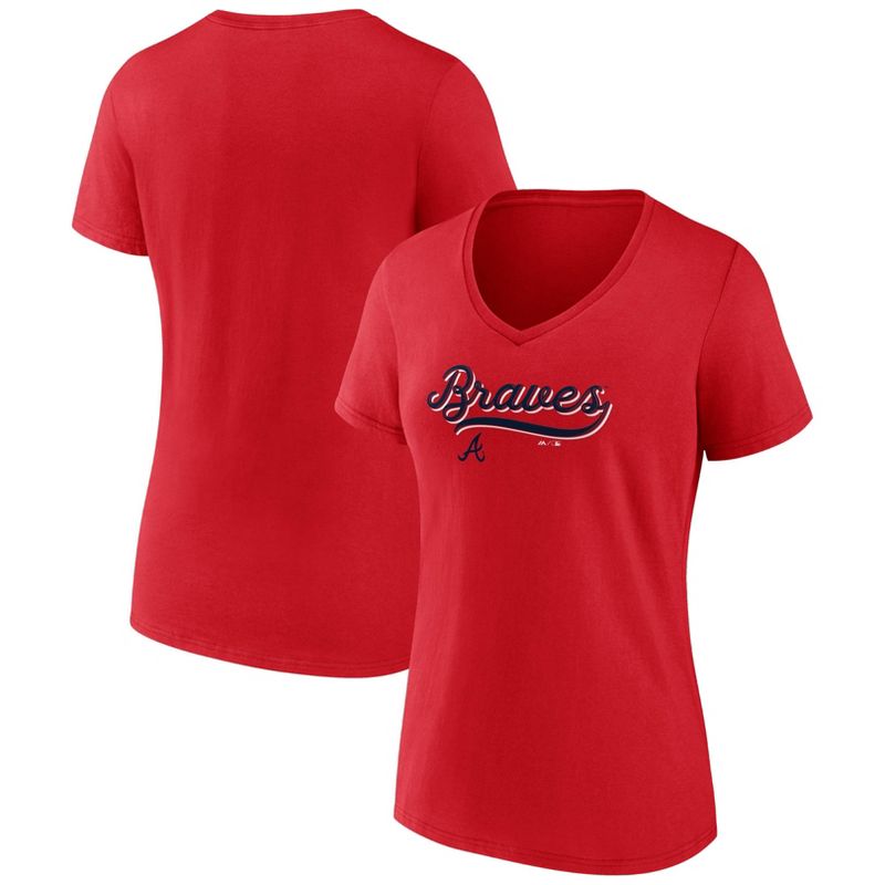 MLB Atlanta Braves Women&#39;s V-Neck Core T-Shirt, 1 of 4