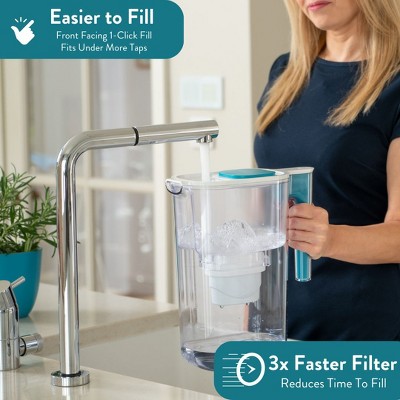 Perfect Pour 10-Cup Blue Water Filter Pitcher with 3 Filters