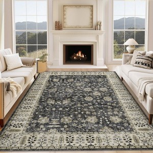 Area Rugs for Living Room, Boho Vintage Print Rugs for Bedroom, Anti-Slip with Low Pile for Dining Room - 1 of 4