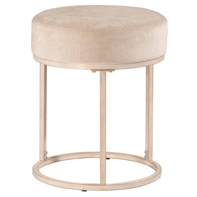 18" Swanson Backless Upholstered Metal Vanity Stool Bone White - Hillsdale Furniture