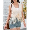 MISSKY New Tassels Fringe Sleeveless Vest Cardigan Waistcoat Jacket Outwear Tops - 4 of 4