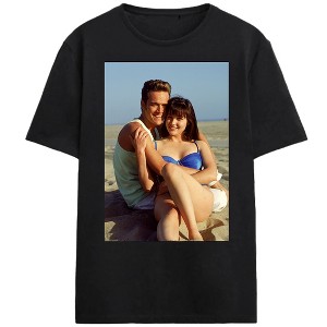 Beverly Hills 90210 Brenda & Dylan Beach Screenshot Adult Black Crew Neck Short Sleeve T-shirt - 1 of 3