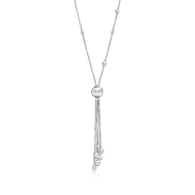 Ross-Simons Sterling Silver Beaded Tassel Necklace Size 18