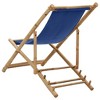 vidaXL Bamboo and Canvas Navy Deck Chair - Weather-Resistant, Foldable & Adjustable Patio/Beach/Campsite Chair - 3 of 4