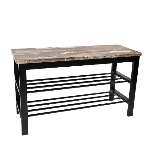 Industrial Wood and Metal Entryway Bench with Shoe Storage Black  Bench  with shoe storage, Wood entryway bench, Entryway bench storage