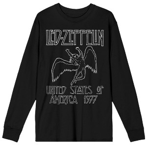 Led Zeppelin United States Of America 1977 Adult Black Crew Neck Long Sleeve Tee - 1 of 4
