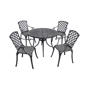 Sedona 42" 5pc Outdoor Dining Set with Highback Chairs - Black - Crosley
