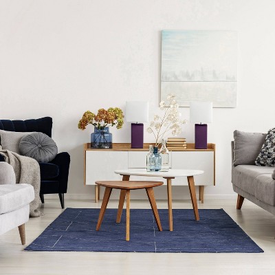 Eggplant Purple Leather Base Table Lamp Set with White Fabric Shade