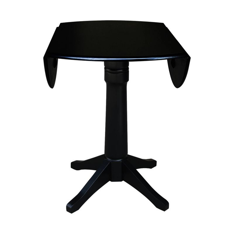Sandon Round Dual Drop Leaf Pedestal Table Black - International Concepts, 6 of 10