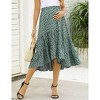 Coolmee Women's Maternity Maxi Skirt High Waist Boho Floral Fashion Ruffle Casual Flowy Swing Pleated A Line Long Skirts - 3 of 4