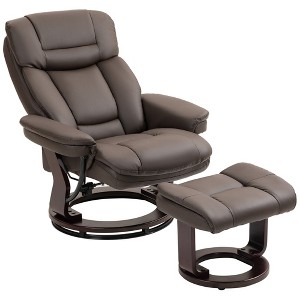 Aghana Digitals Dark Brown Faux Leather Swivel Recliner with Ottoman, 360° Rotation & 130° Recline, - 1 of 4