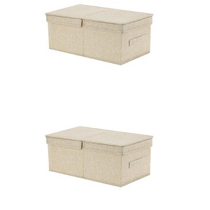 REGALWOVEN Fabric Collapsible Spacious Versatile Storage Bin with Lid and Handle 2 Pcs - 1 of 4