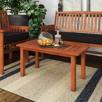 Miramar Rectangle Hardwood Outdoor Coffee Table - Cinnamon Brown - CorLiving