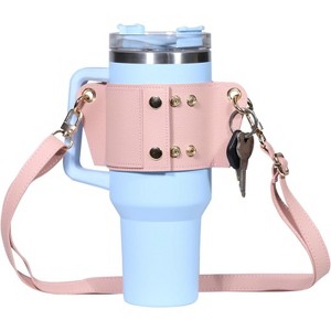 BABYYER Water Bottle Holder With Strap for 40oz,Water Bottle Pouch Series Tumbler,PU Water Bottle Bag (Pink) - 1 of 4