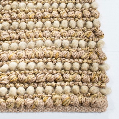 Eco-Chic Beige and Multicolor Hand-Knotted Wool Area Rug
