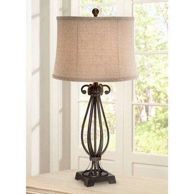 Taos 32" Iron Table Lamp with Burlap Shade