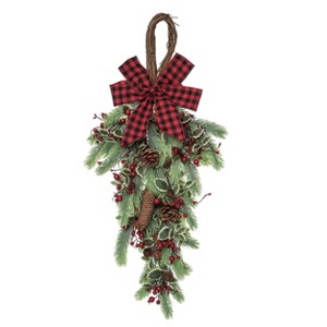 Transpac Metal 32 in. Multicolored Christmas Fir and Berry Drop - 1 of 2