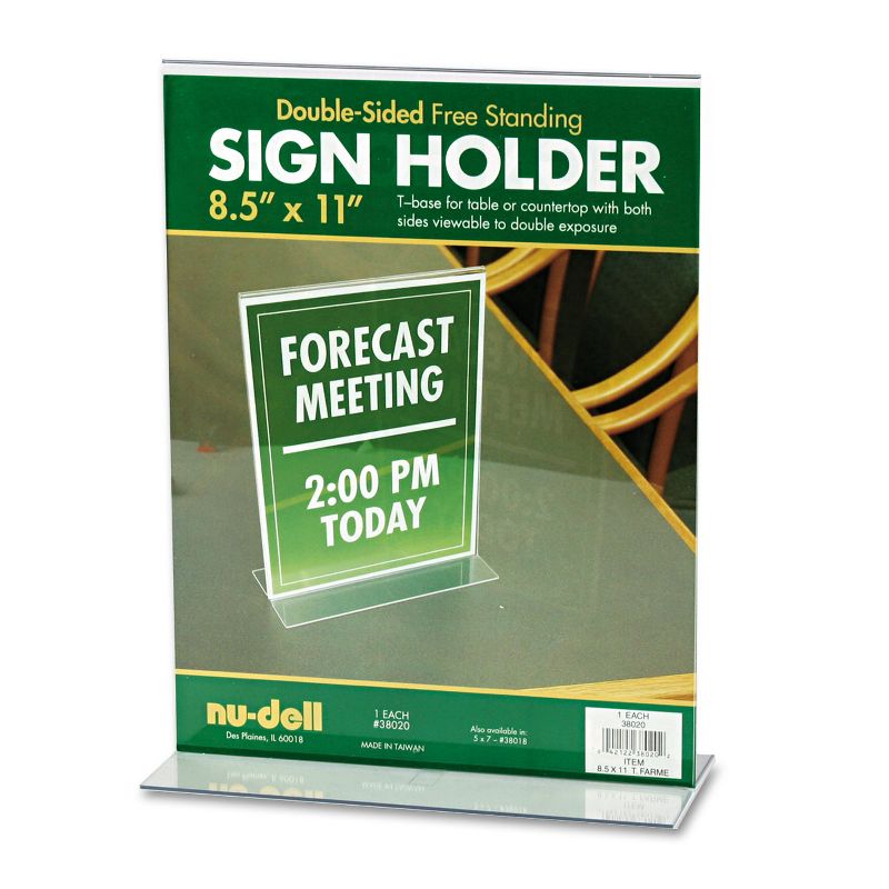 Nudell Acrylic Sign Holder 8 1/2 x 11 Clear 38020, 1 of 2