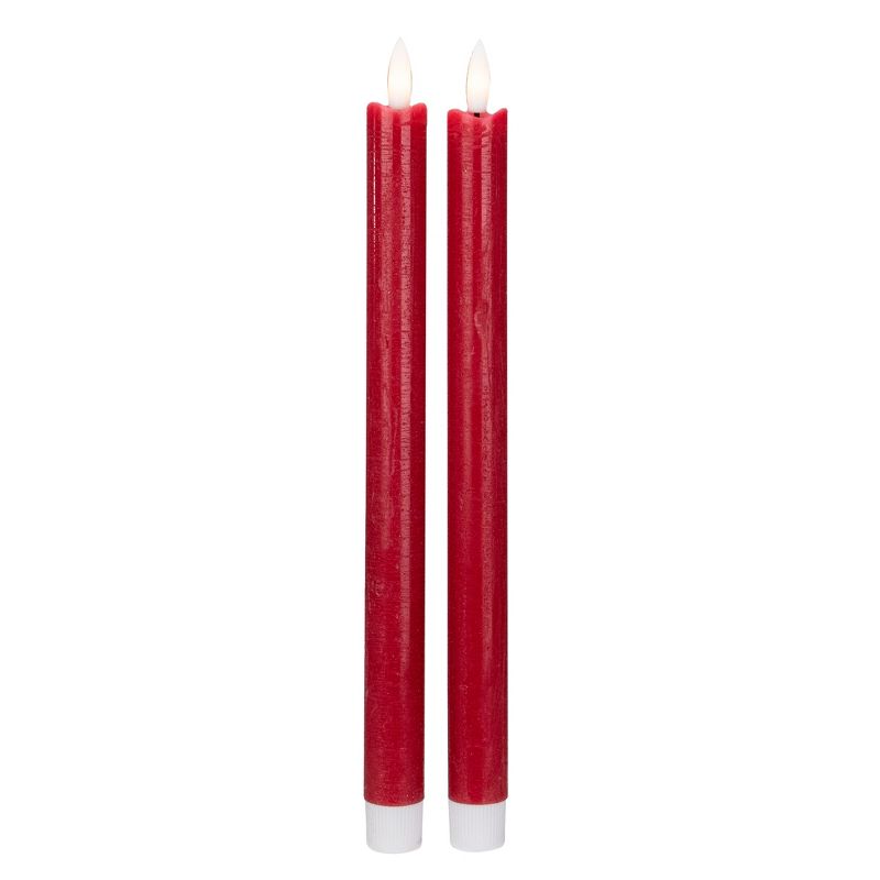 Northlight Set 2 Red Flameless LED Taper Christmas Candles 11", 1 of 6