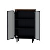 Modern Two-Door Cabinet with Glass Doors Featuring Three-Tier Storage 28.35" Unique Fir Cabinet Top for Entryway Home Black - 3 of 4