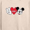 Women's - Disney - Peace Love Mickey Lightweight French Terry Wide Neck Long Sleeve Shirt - 2 of 4