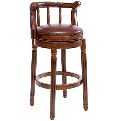 NicBex Seat Height 29.5 Inch Swivel Bar Stools,Modern Wooden Barstools Chair with Leather Cushion for Home Kitchen Counter,Brown