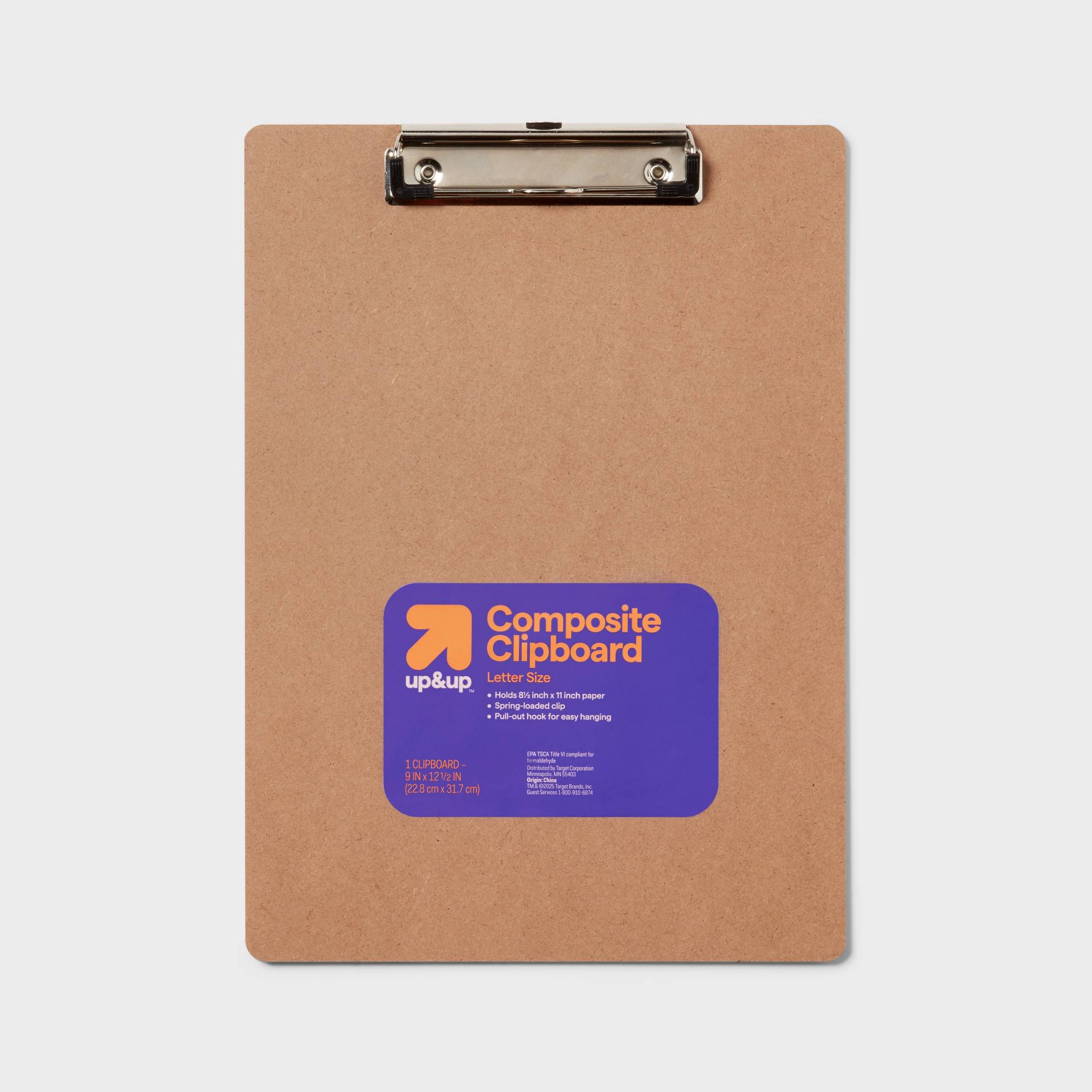 Composite Clipboard Brown - up&up™: MDF Paper Clipboards, Desk Organizer, 12.52" x 8.976", Light Off-White